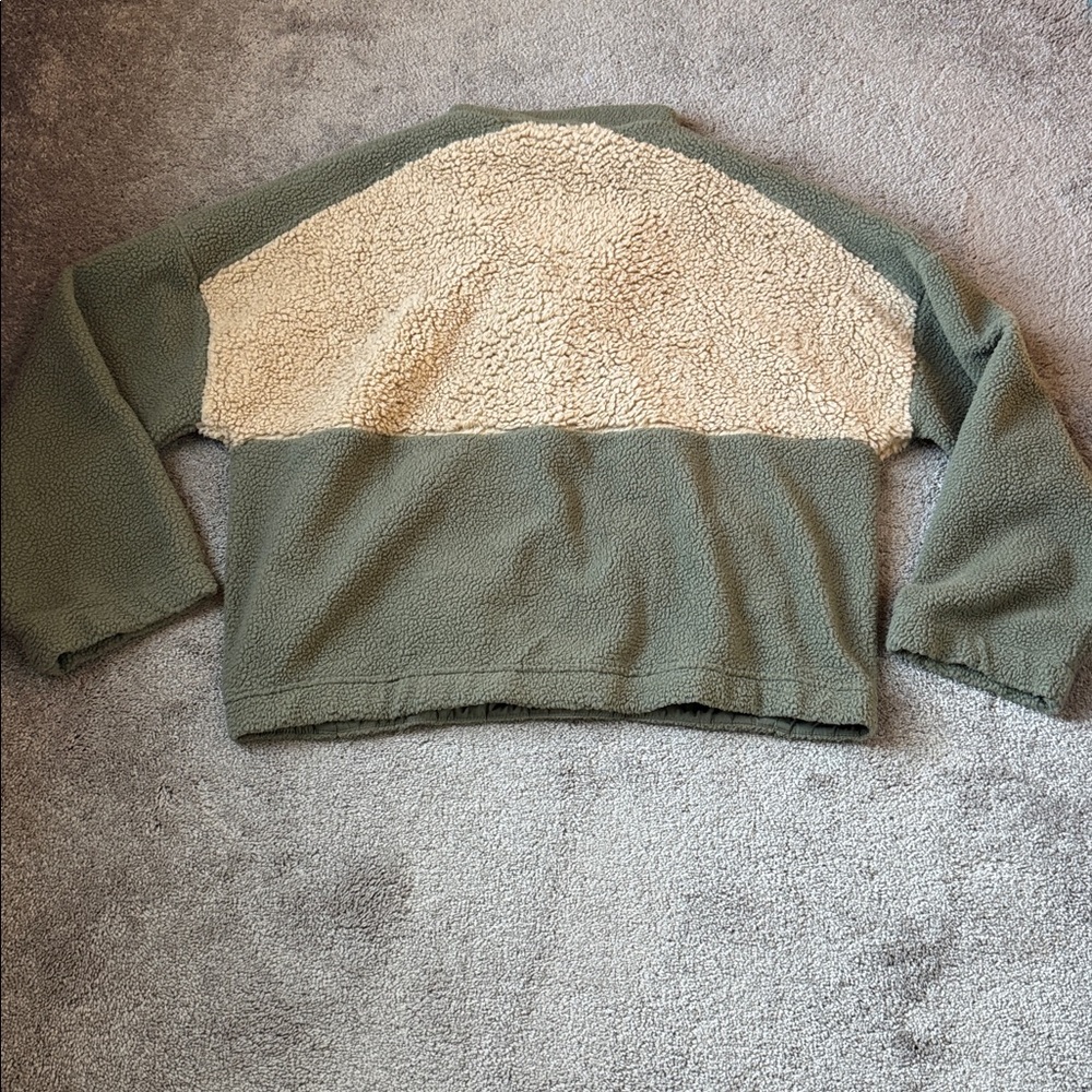 Columbia Lodge Sherpa Fleece Pullover Green Tan Quarter Snap SIZE XL Cozy - Picture 6 of 7